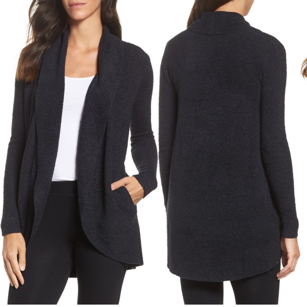 Barely Wore. Barefoot Dreams CozyChic Lite Circle Cardigan - Small Black